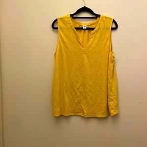 Women’s linen sleeveless top. Mustard yellow
